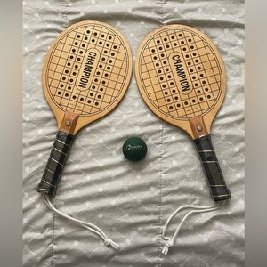 Champion Wooden Beach Tennis Paddles (set includes the original ball)